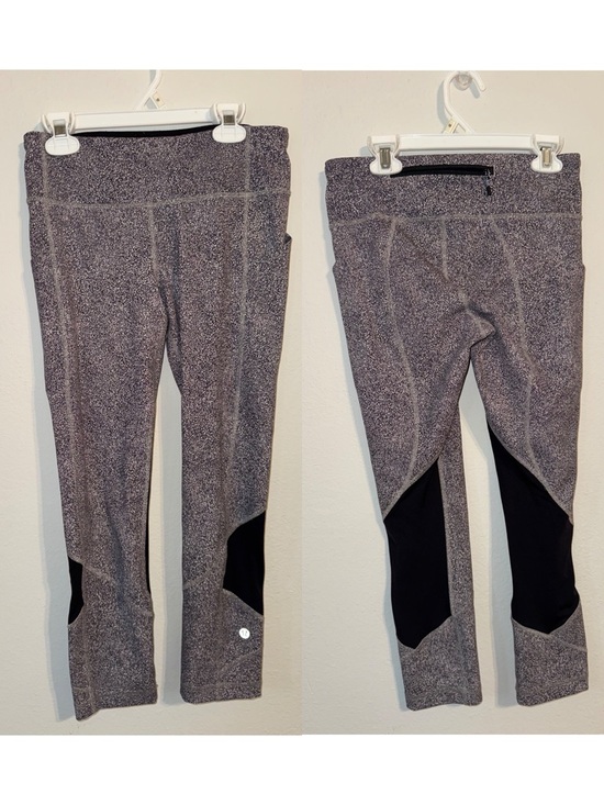 lululemon athletica Pants - lululemon athletica Gray Speckle Performance Leggings with Black Panels